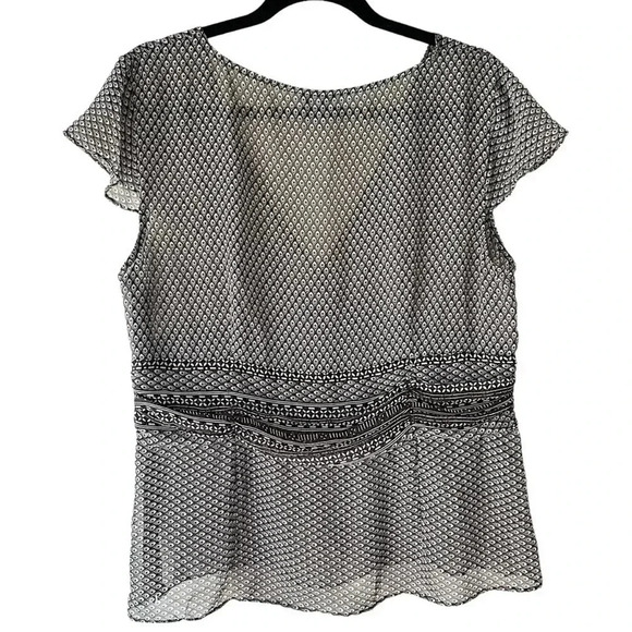 ANN TAYLOR NWOT SHEER CAP SLEEVE FAUX WRAP TOP | SIZE: 14 - Picture 6 of 7